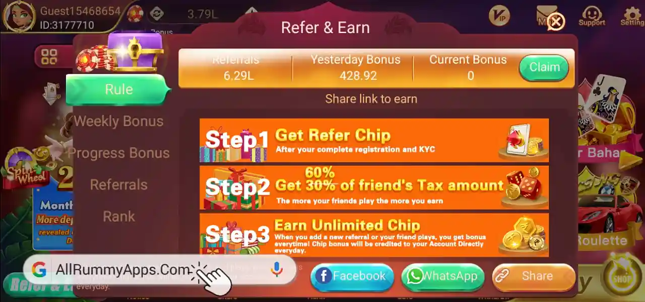 Yes Rummy Refer & Earn